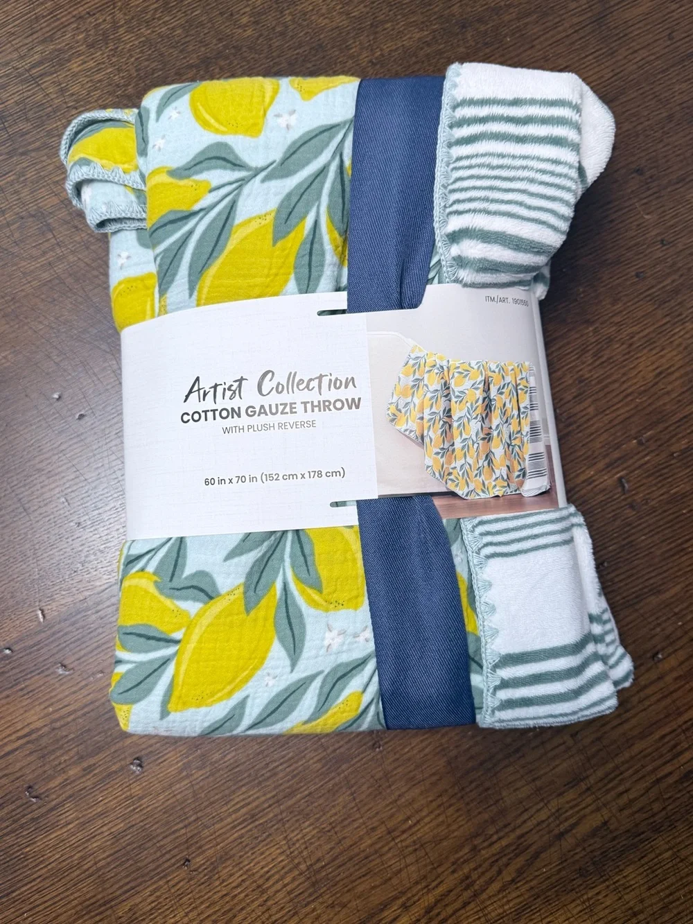 Berkshire Home Artist Collection Cotton Gauze Throw | Lemon Print | NWT